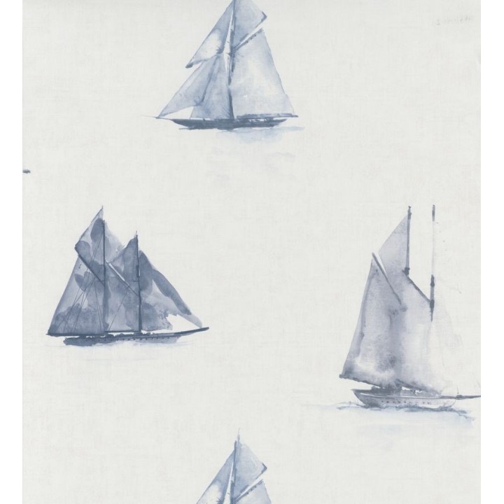 Papel pintado barcos de acuarela estilo náutico azul - Bristol Boats 126564