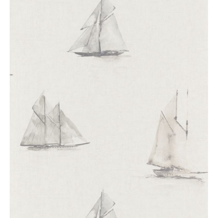 Papel pintado barcos de acuarela estilo náutico beige - Bristol Boats 126565