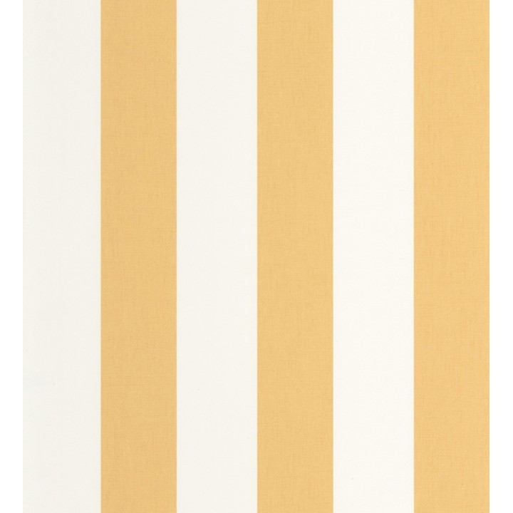 Papel pintado de rayas color marrón mostaza y blanco imitando al tejido de lino - Garbo Stripes 684592