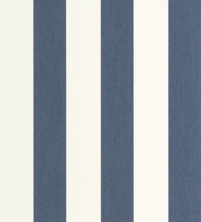 Papel pintado de rayas color azul y blanco imitando al tejido de lino - Garbo Stripes 684593