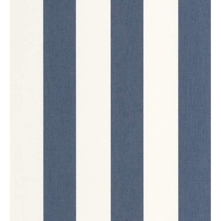 Papel pintado de rayas color azul y blanco imitando al tejido de lino - Garbo Stripes 684593
