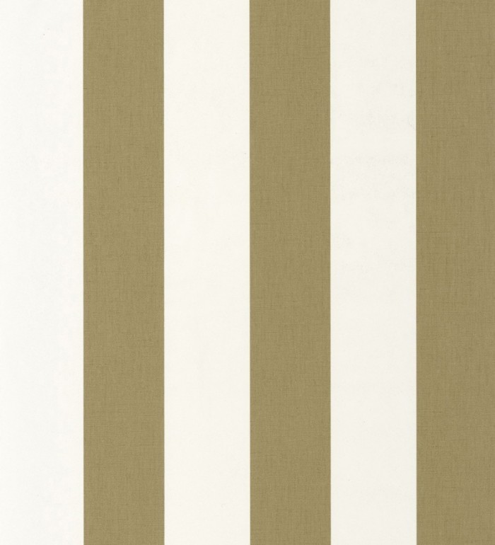 Papel pintado de rayas color verde militar y blanco imitando al tejido de lino - Garbo Stripes 684594