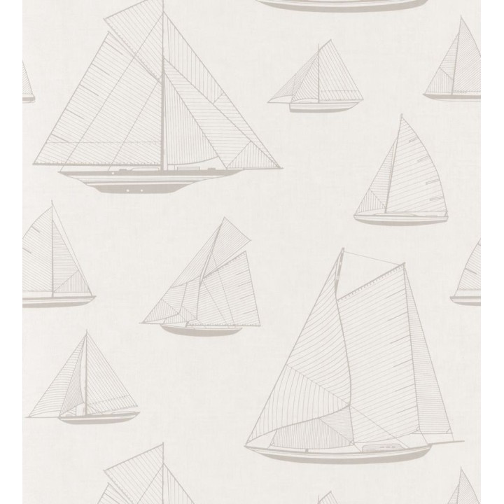 Papel pintado dibujo de barcos de vela color beige - Sailor Port 126567