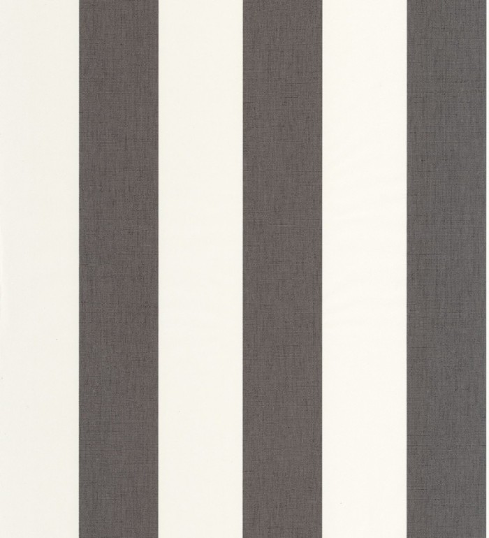 Papel pintado de rayas color gris carbón y blanco imitando al tejido de lino - Garbo Stripes 684596