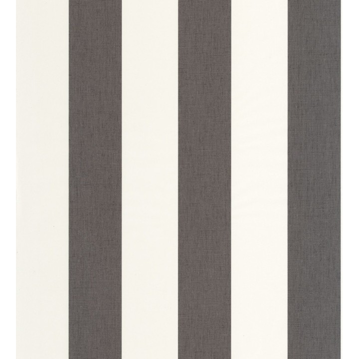 Papel pintado de rayas color gris carbón y blanco imitando al tejido de lino - Garbo Stripes 684596