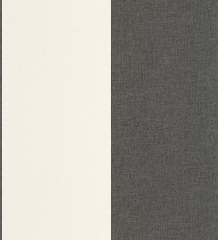 Papel pintado de rayas anchas con textura textil en tonos negro y blanco - Limerick Lofted 684600