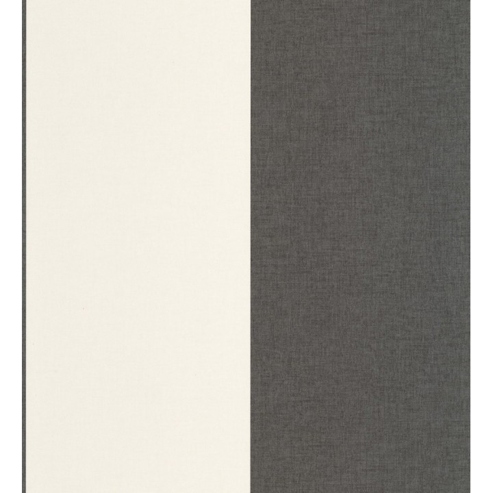 Papel pintado de rayas anchas con textura textil en tonos negro y blanco - Limerick Lofted 684600