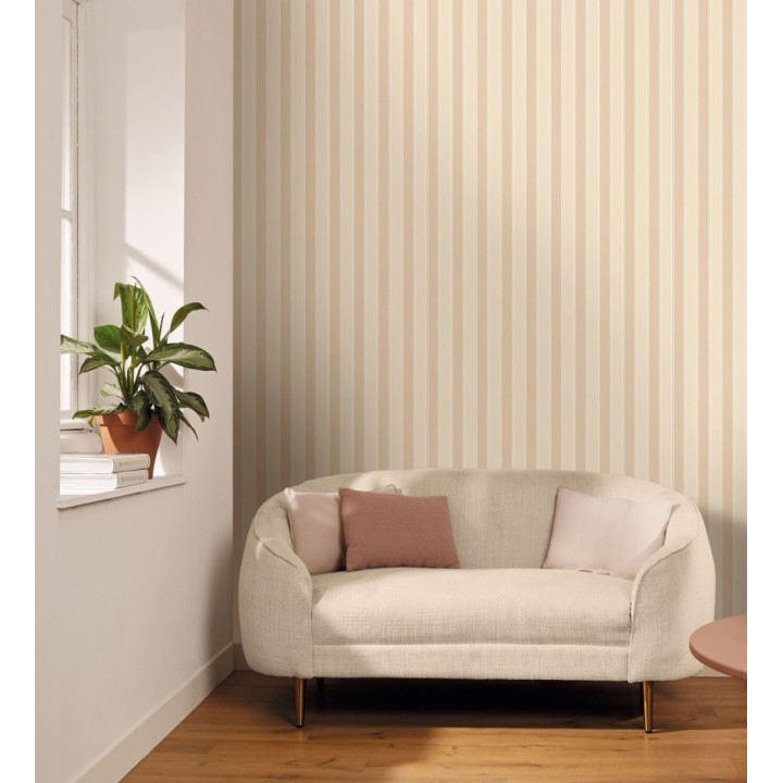 Papel pintado rayas elegantes en tonos tierra y almendra - Windsor Supreme 684601