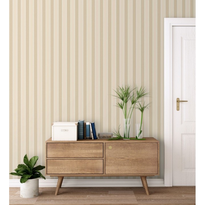 Papel pintado rayas elegantes en tonos tierra y almendra - Windsor Supreme 684601