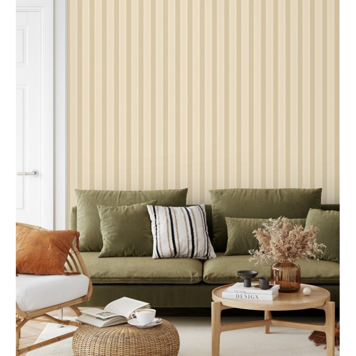 Papel pintado rayas elegantes en tonos tierra y almendra - Windsor Supreme 684601