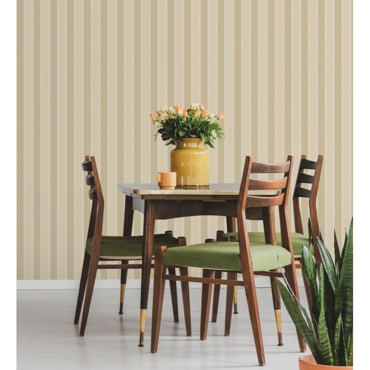 Papel pintado rayas elegantes en tonos tierra y almendra - Windsor Supreme 684601