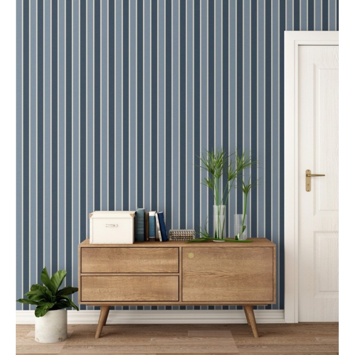 Papel pintado rayas elegantes en tonos azules - Windsor Supreme 684604