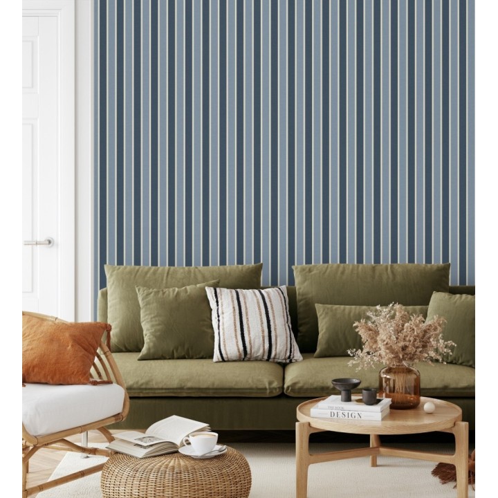 Papel pintado rayas elegantes en tonos azules - Windsor Supreme 684604