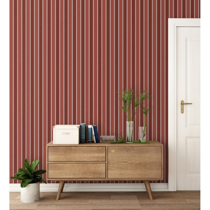 Papel pintado rayas elegantes en tonos rojo y rojo burdeos - Windsor Supreme 684606