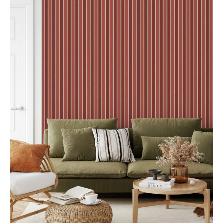 Papel pintado rayas elegantes en tonos rojo y rojo burdeos - Windsor Supreme 684606
