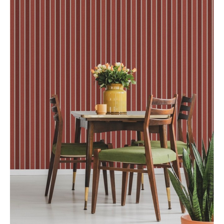 Papel pintado rayas elegantes en tonos rojo y rojo burdeos - Windsor Supreme 684606