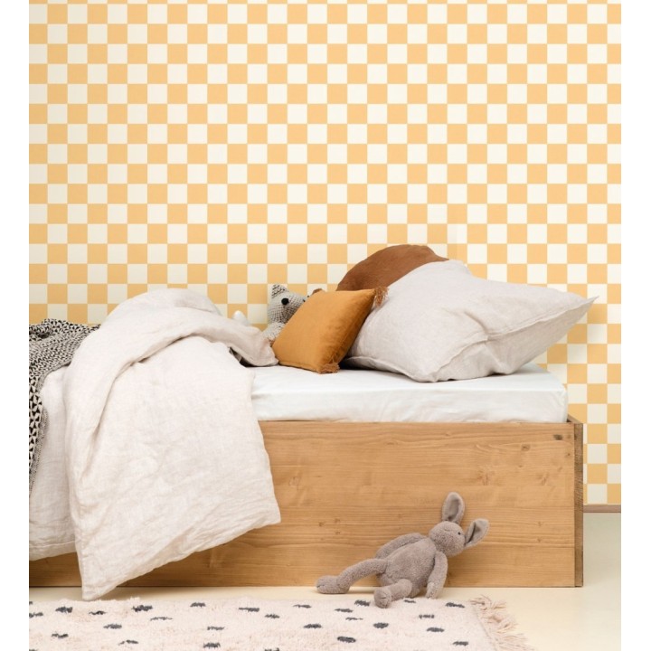 Papel pintado cuadros vichy ocre retro chic - Niger Squared 684607