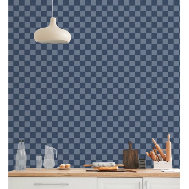 Papel pintado cuadros vichy azul retro chic - Niger Squared 684608