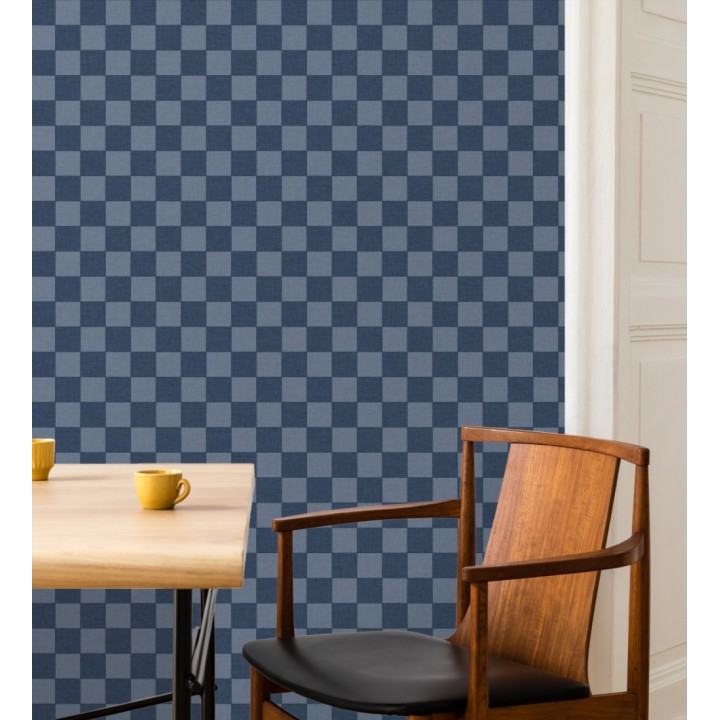 Papel pintado cuadros vichy azul retro chic - Niger Squared 684608