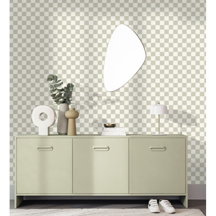 Papel pintado cuadros verde ocre retro chic - Niger Squared 684609