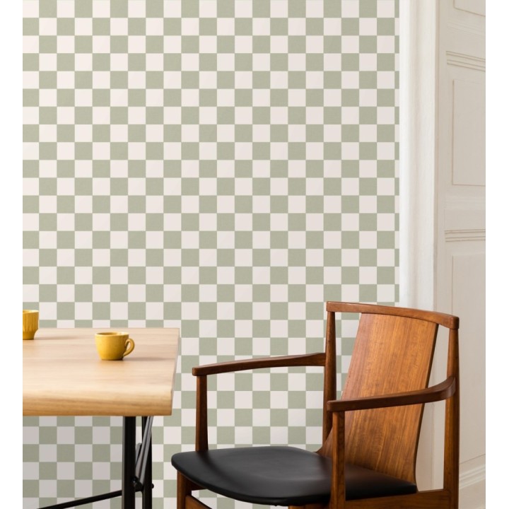 Papel pintado cuadros verde ocre retro chic - Niger Squared 684609