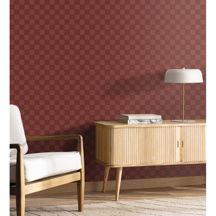 Papel pintado cuadros vichy rojo retro chic - Niger Squared 684610