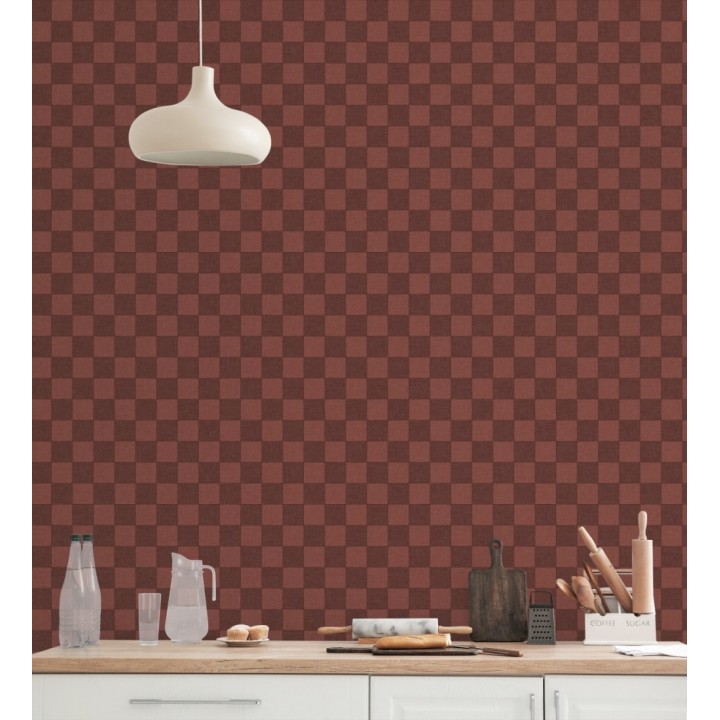 Papel pintado cuadros vichy rojo retro chic - Niger Squared 684610