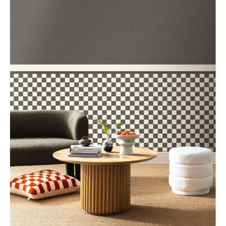 Papel pintado cuadros vichy negro retro chic - Niger Squared 684611