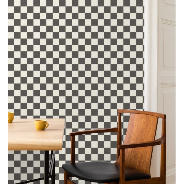 Papel pintado cuadros vichy negro retro chic - Niger Squared 684611