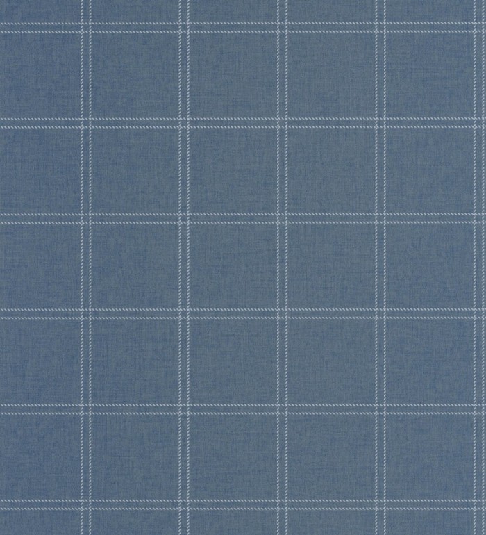Papel pintado cuadros azul mediterráneo textura lino sutil - Wellington Grid 684614