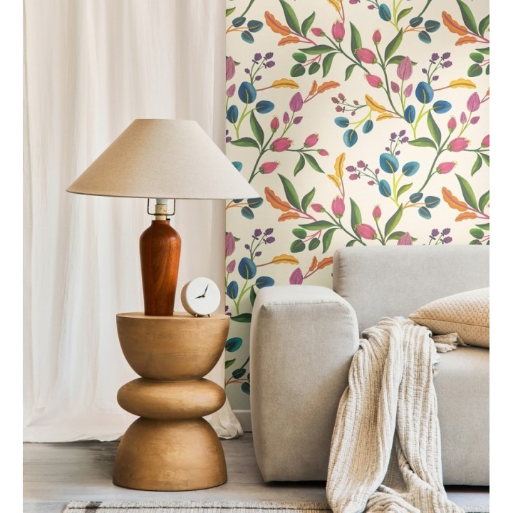 Papel pintado botánico vintage texturizado - Giverny Verdant 684621