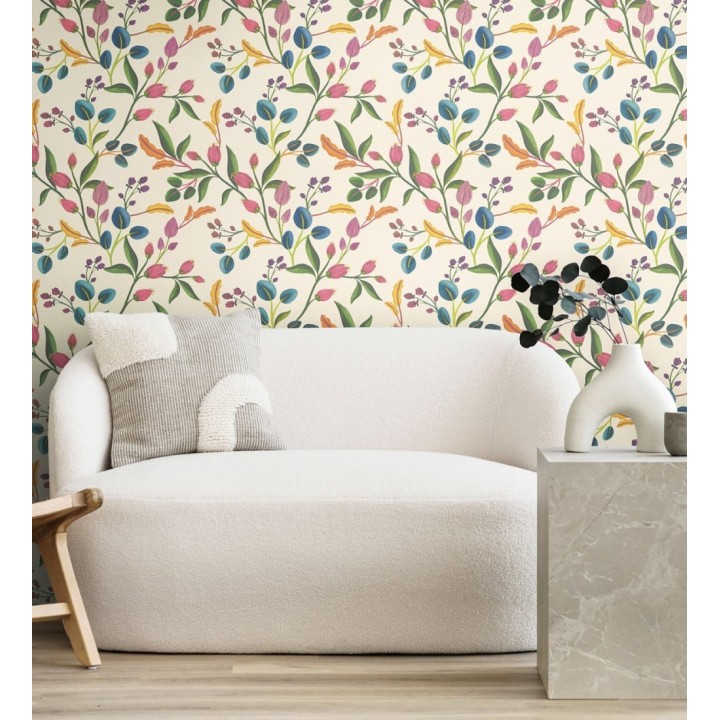 Papel pintado botánico vintage texturizado - Giverny Verdant 684621