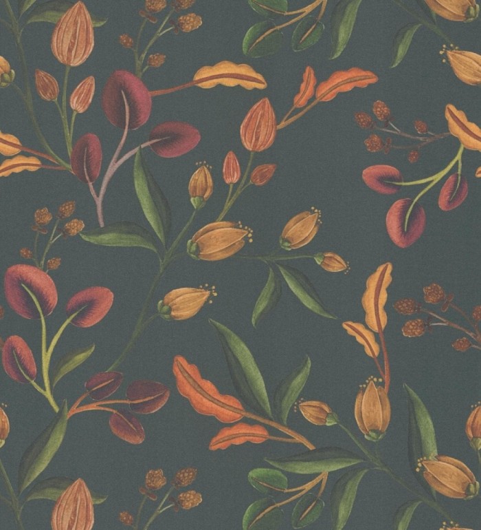 Papel pintado botánico vintage texturizado - Giverny Verdant 684622