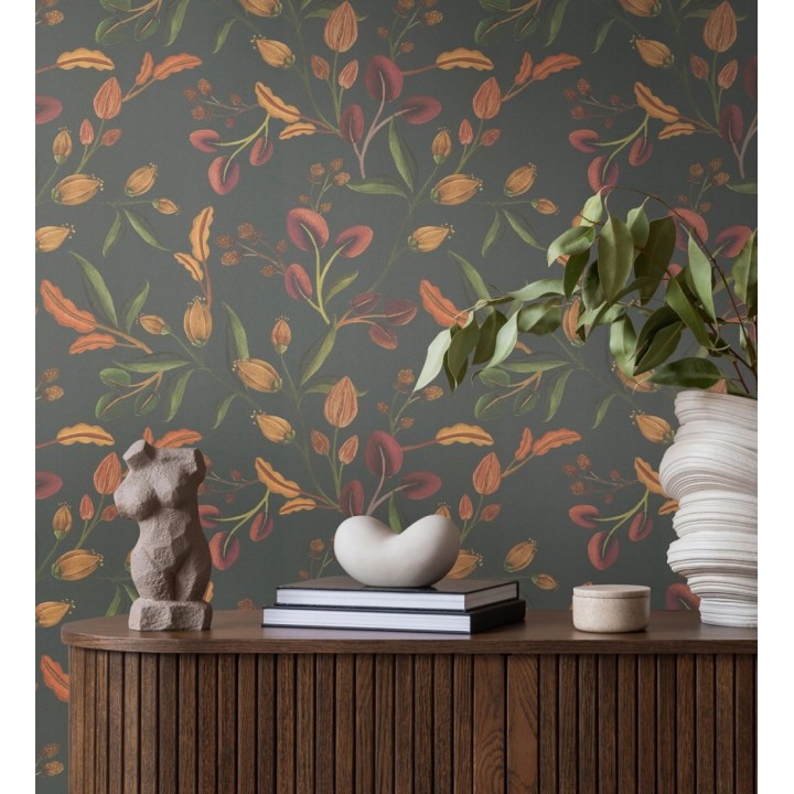 Papel pintado botánico vintage texturizado - Giverny Verdant 684622