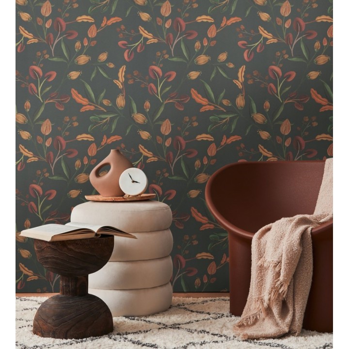 Papel pintado botánico vintage texturizado - Giverny Verdant 684622