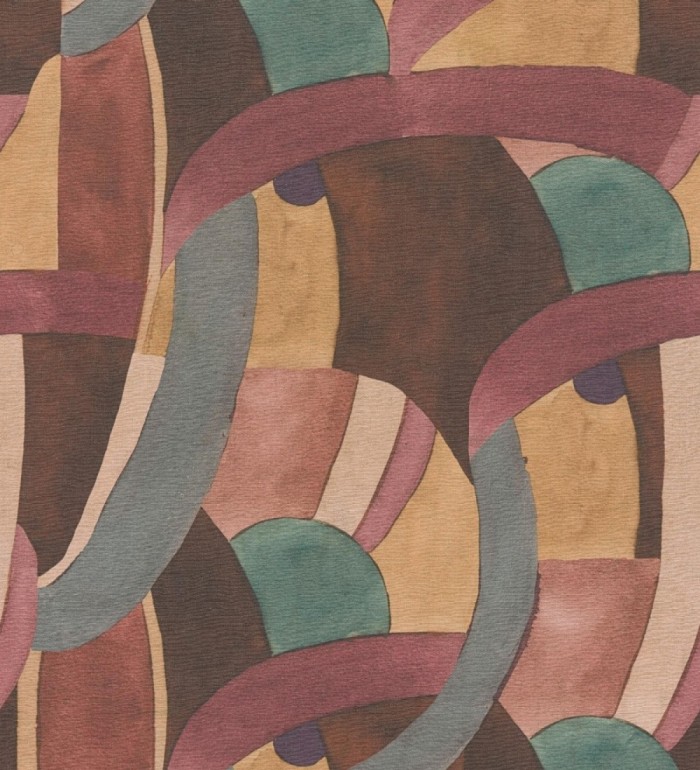 Papel pintado abstracto de ondas orgánicas estilo Mid Century - Zaha Sinuous 684625