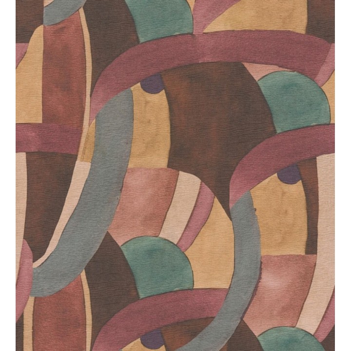 Papel pintado abstracto de ondas orgánicas estilo Mid Century - Zaha Sinuous 684625