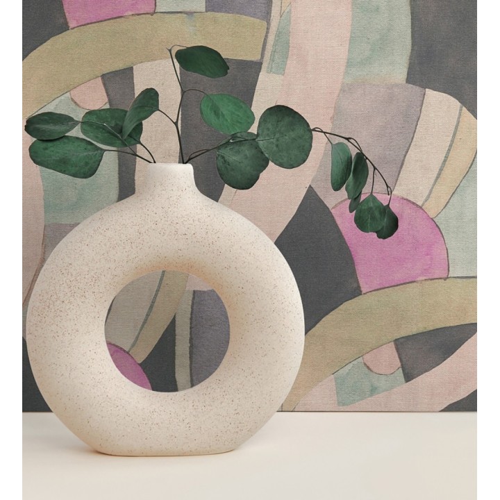 Papel pintado abstracto de ondas orgánicas estilo Mid Century - Zaha Sinuous 684626