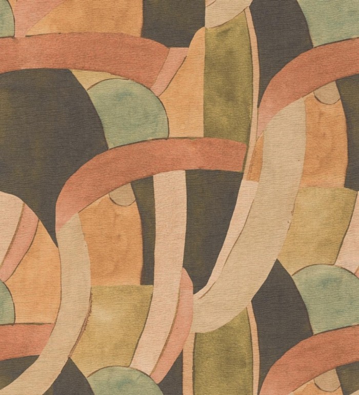 Papel pintado abstracto de ondas orgánicas estilo Mid Century - Zaha Sinuous 684627