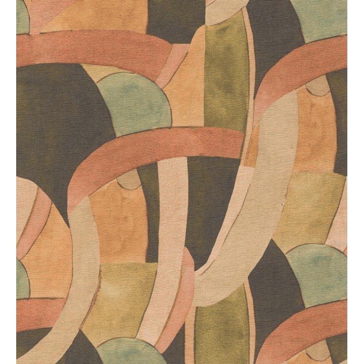 Papel pintado abstracto de ondas orgánicas estilo Mid Century - Zaha Sinuous 684627