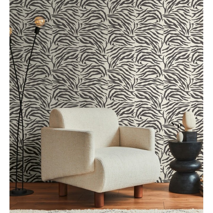 Papel pintado de cebra negro y blanco texturizado - Indira Striated 684632