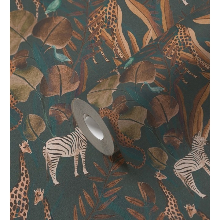 Papel pintado safari vintage animales selva noche - Okavango Faunal 684635