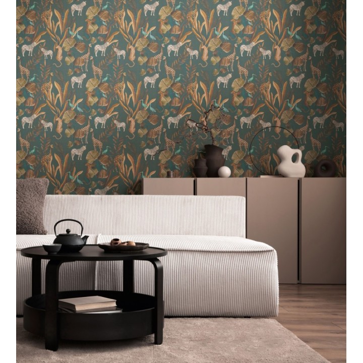 Papel pintado safari vintage animales selva noche - Okavango Faunal 684635