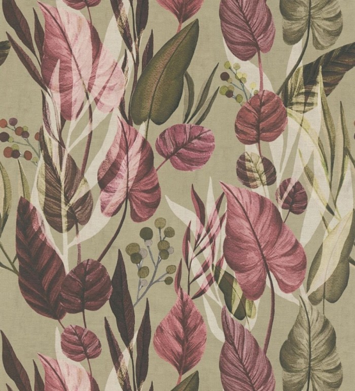 Papel pintado follaje tropical vintage fondo taupe - Minted Canopy 684637