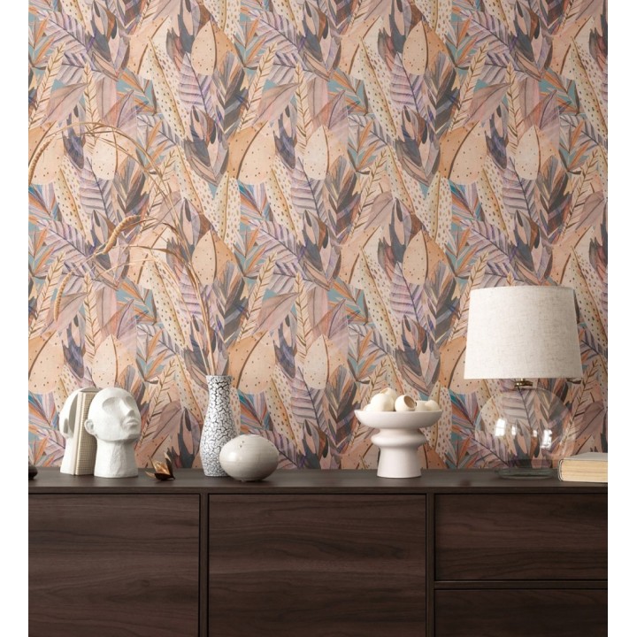 Papel pintado de hojas exóticas composición abstracta - Tulum Plumose 684641