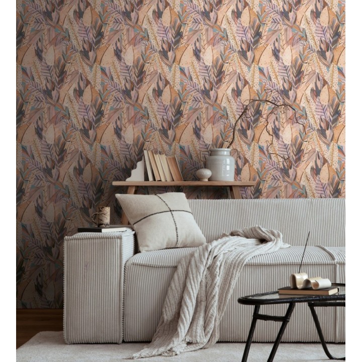 Papel pintado de hojas exóticas composición abstracta - Tulum Plumose 684641