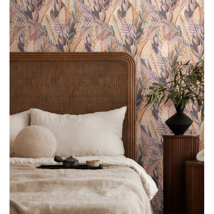 Papel pintado de hojas exóticas composición abstracta - Tulum Plumose 684641