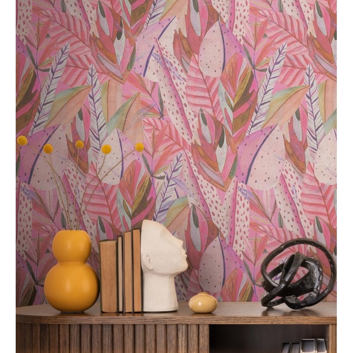 Papel pintado de hojas exóticas composición abstracta - Tulum Plumose 684642