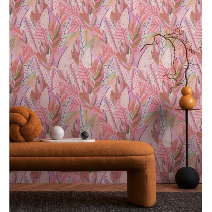 Papel pintado de hojas exóticas composición abstracta - Tulum Plumose 684642