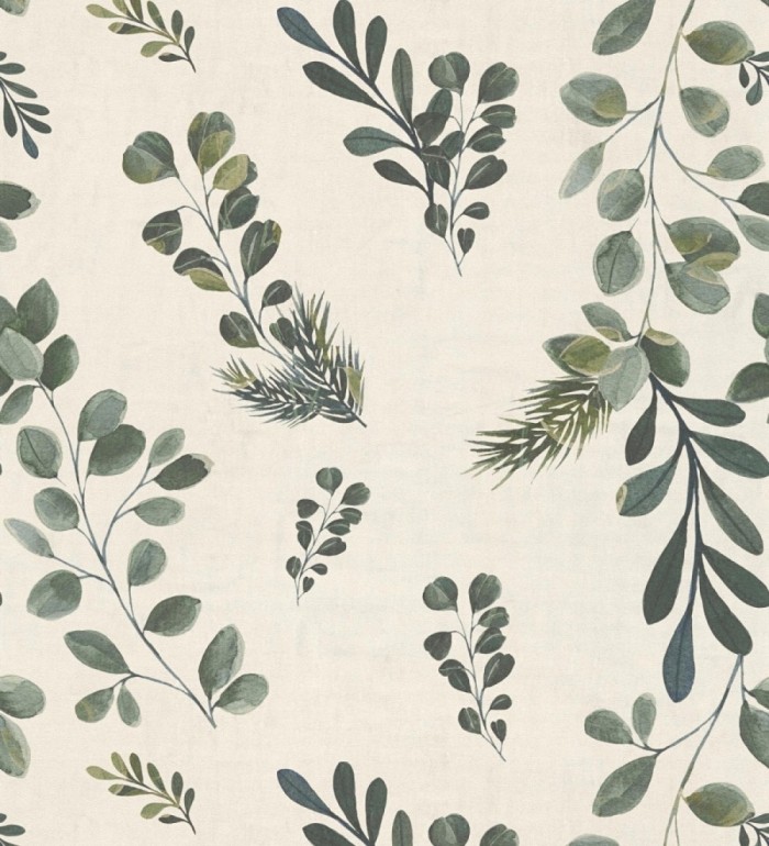 Papel pintado ramas eucalipto en acuarela fondo crema - Sylvan Blended 684643